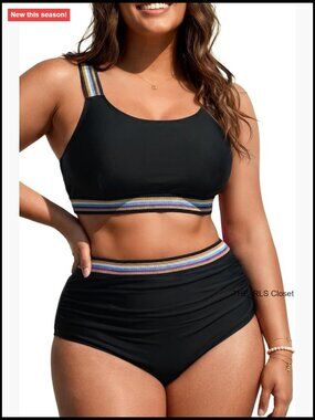 Plus Size High Waist Bikini Set Tummy Control Swimwear Two Piece